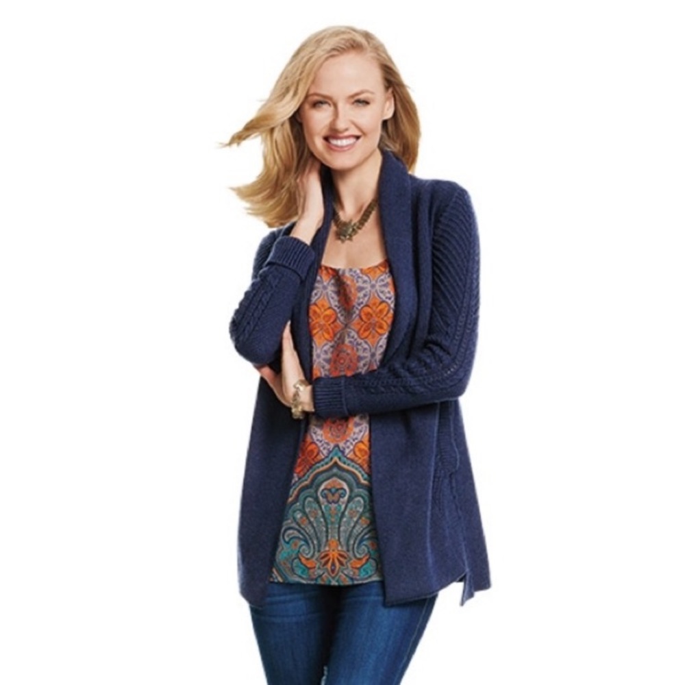 CAbi Navy‎ Blue Countryside Open Sweater Women’s Sz Small Style #3014